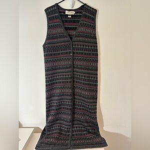 All Week Long Women Size Large Vintage Wool Sleeveless Long Dress Button Down